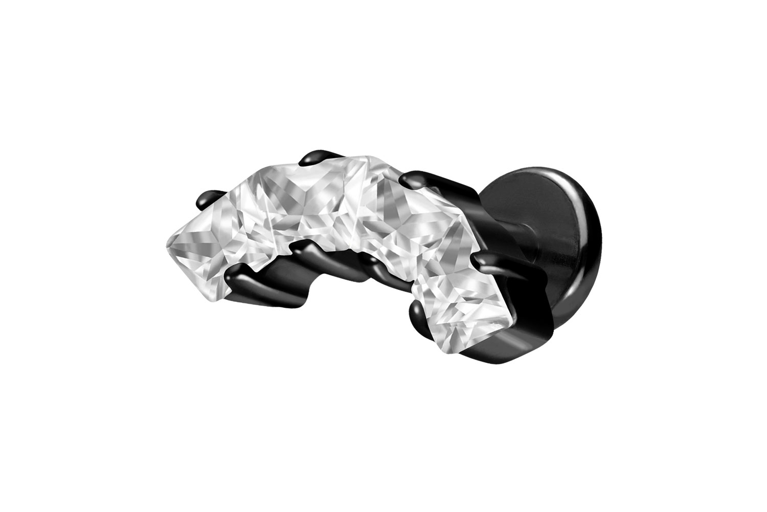 Titan Labret Piercing mit Push Fit EINGEFASSTE KRISTALLTRAPEZE